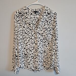 Who What Wear Black And White Floral Button Down Shirt, Pop Art Flowers,like New